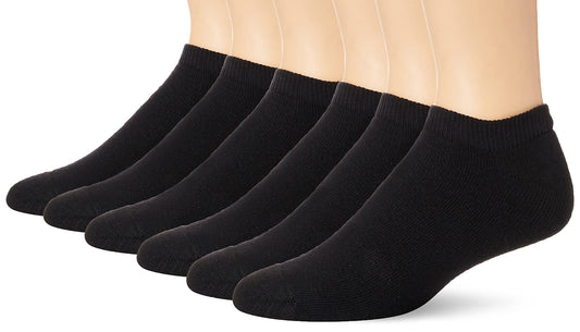 Hanes mens Ultimate No Show Freshiq Odor Control 6-pack No-show fashion liner socks, Black, 6 12 US