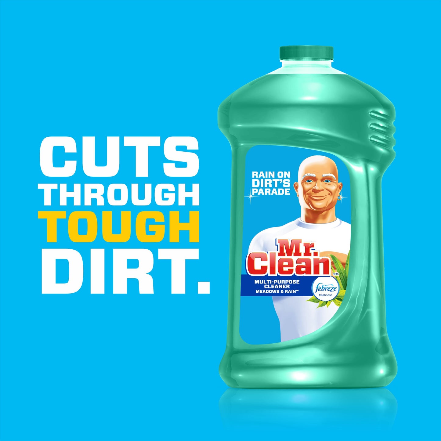 Mr. Clean Liquid All Purpose Multi-Surface Cleaner | Meadows and Rain with Febreze Freshness - 45 Ounce Each Bottle (Pack of 4) (Total 180 fl oz)