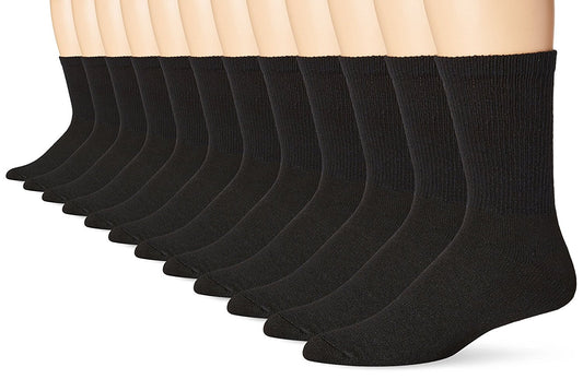 Hanes Men's Cushion Crew Socks (Sock Size:10-13/Shoe Size:6-12, Black)