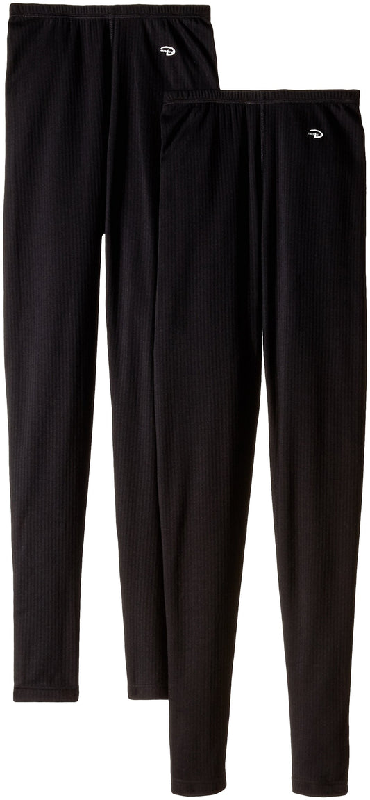 Duofold Women's Mid Weight Wicking Thermal Leggings (Pack of 2), Black, X-Large