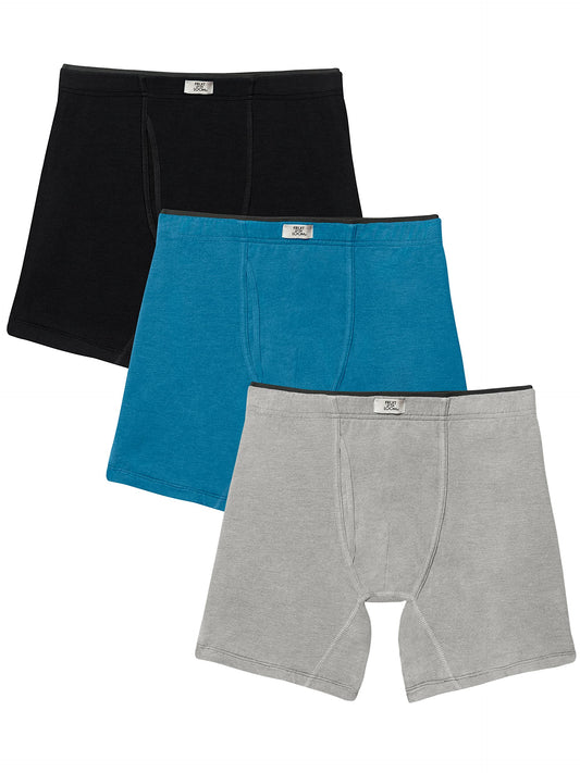 Fruit of the Loom Men's Crafted Comfort Stretch Boxer Briefs, Regular Leg-Covered Waistband-Assorted, X-Large
