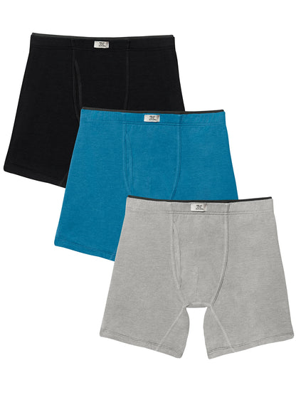Fruit of the Loom Men's Crafted Comfort Stretch Boxer Briefs, Regular Leg-Covered Waistband-Assorted, X-Large