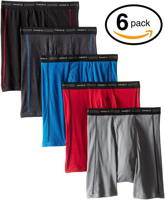Hanes Mens Tagless Boxer Brief 6-Pack (Sport, X-Large)