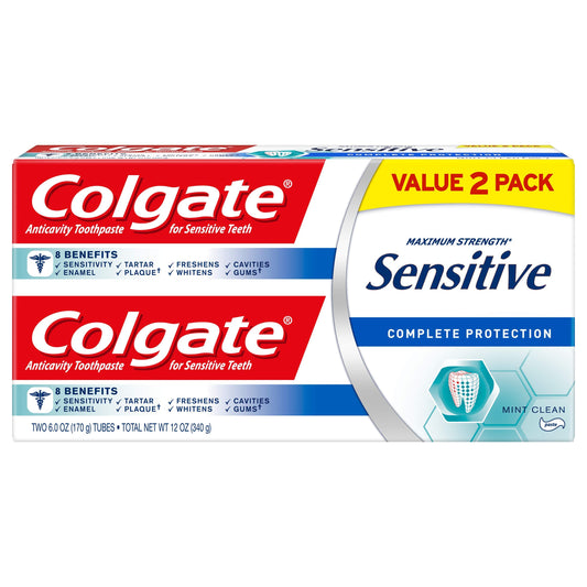 Colgate Sensitive Maximum Strength Toothpaste, Complete Protection, Mint, Clean, 6 Oz