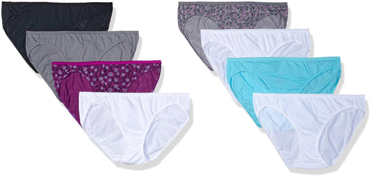 Hanes Women's 6 Pack No Ride up Cotton Bikini (Bonus +2), Assorted, 9