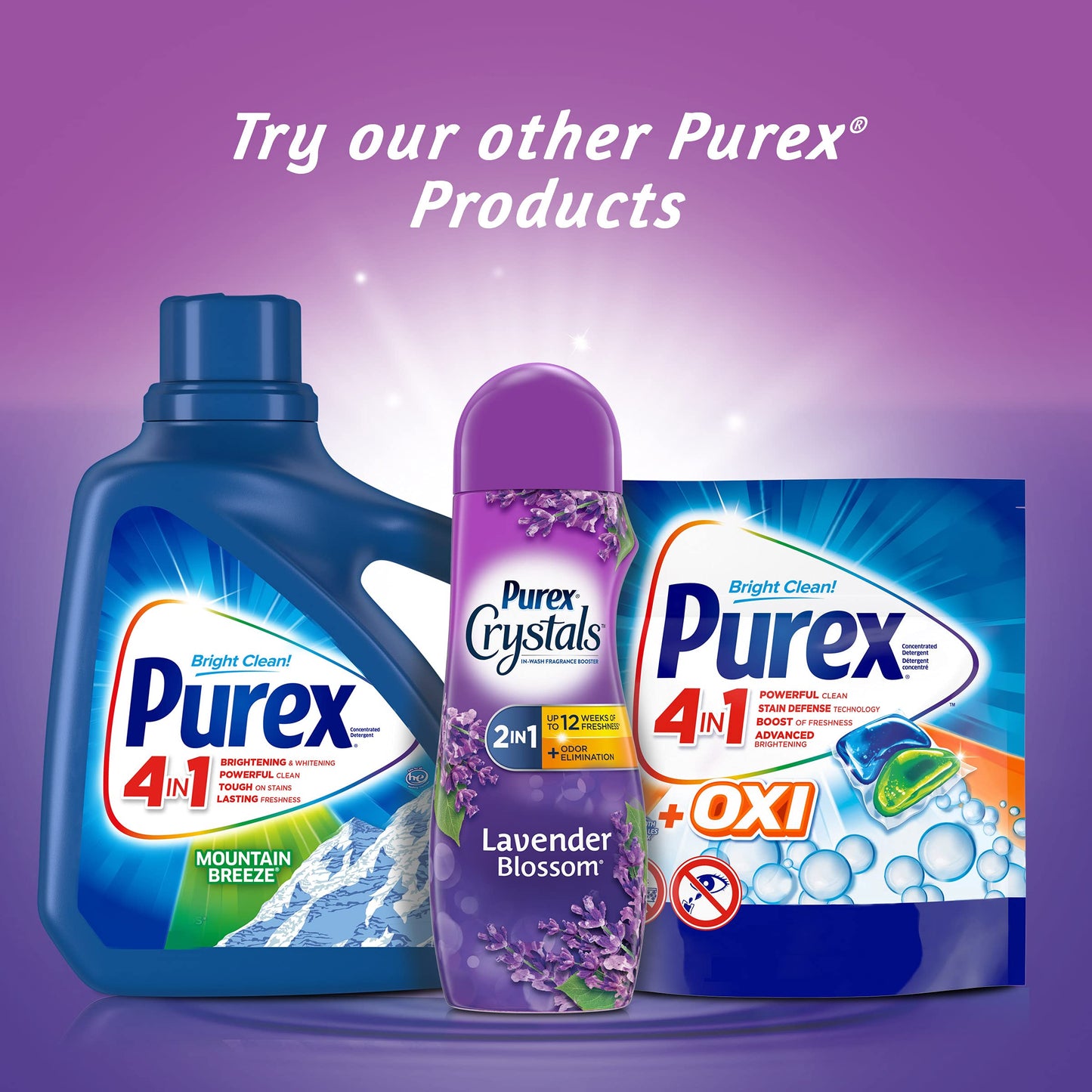 Purex Crystals In-Wash Fragrance and Scent Booster, Lavender Blossom, 15.5 Ounce, 4 Count