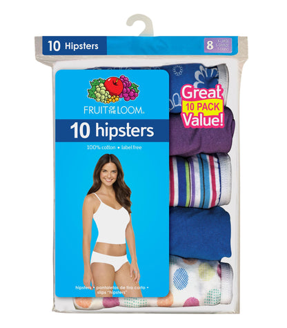 Fruit of the Loom 10pk Cotton Assorted Hipster - 8