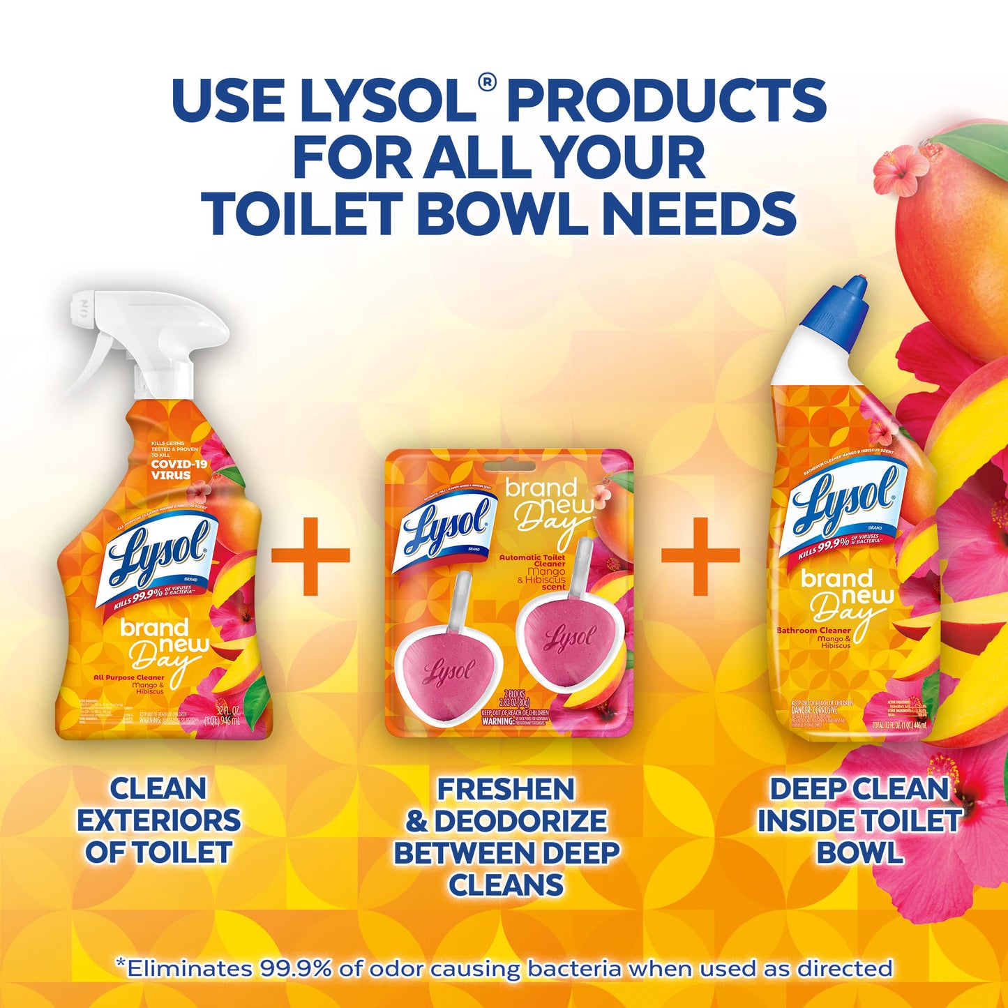 LYSOL Toilet Bowl Cleaner Gel, For Cleaning and Disinfecting, Stain Removal, Mango and Hibiscus, 24oz