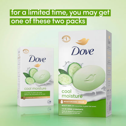 Dove Beauty Bar Soap Cool Moisture Cucumber & Green Tea Scent, 8 Bars for Refreshed Skin, Leaves Skin Refreshed 8 x 3.75 oz
