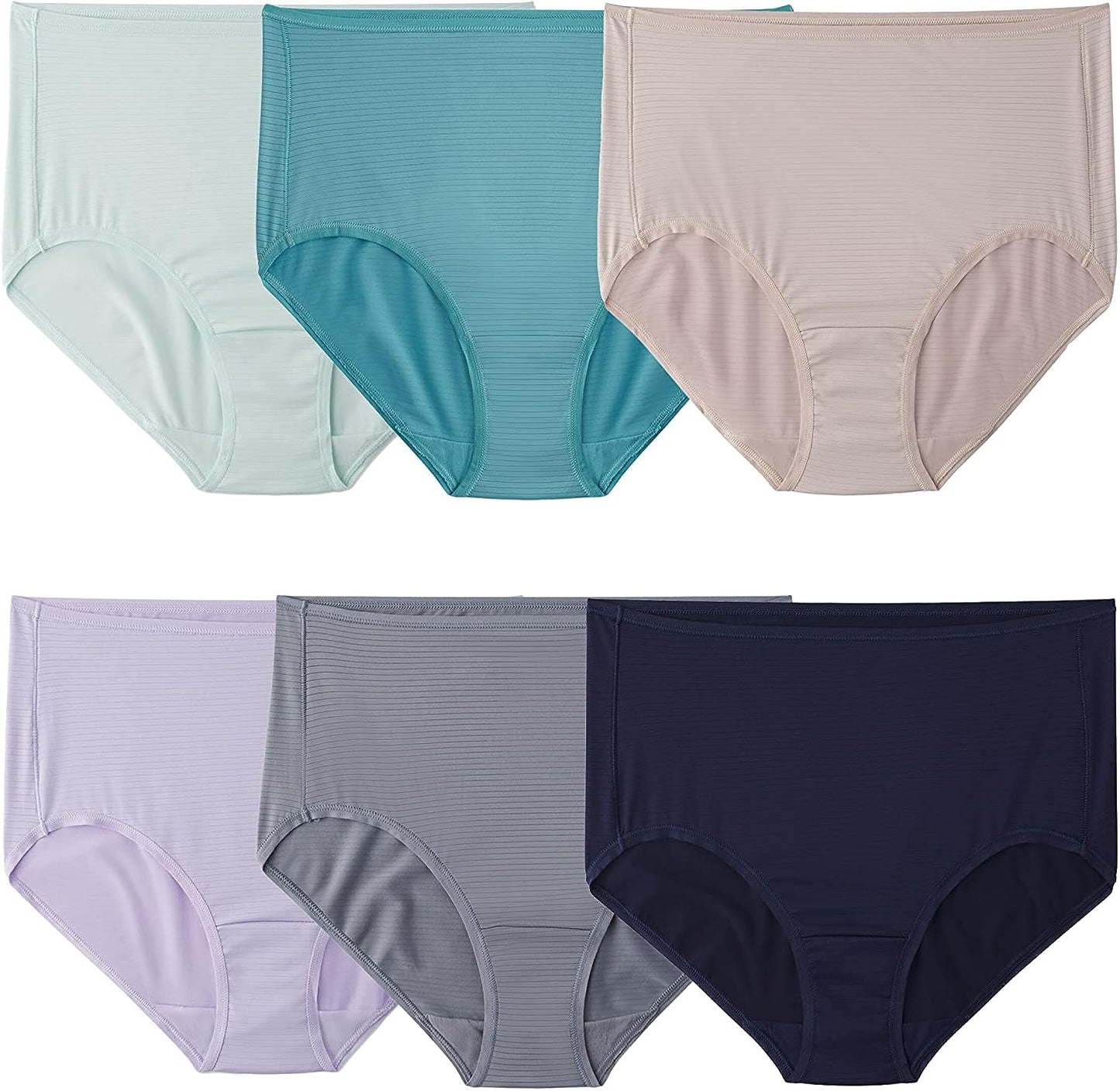 Fruit Of The Loom Womens Breathable Underwear, Moisture Wicking Keeps You Cool & Comfortable, Available In Plus Size Briefs, Micro Mesh - Low Rise Brief - 6 Pack - Colors May Vary, 10 US