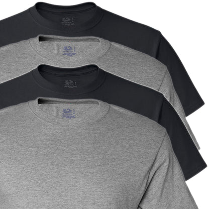 Fruit of the Loom Men's Crew Neck T-Shirt (Pack of 4), Black/Grey, Medium