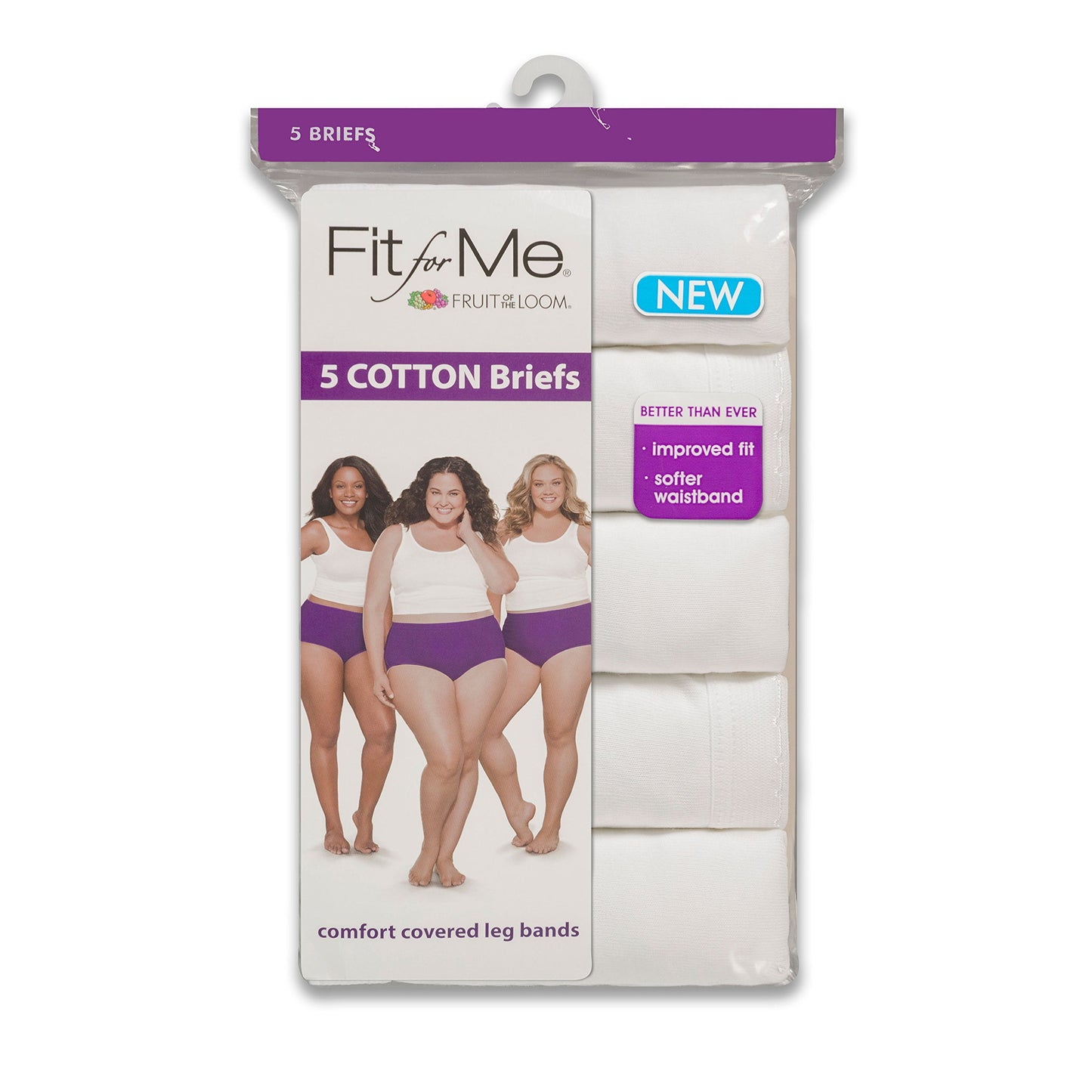 Fruit of the Loom Women's Plus Size "Fit For Me" 5 Pack Original Cotton Brief Panties
