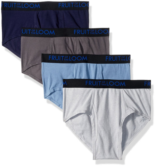 Fruit of the Loom Men's 4pk Breathable Cotton Micro-mesh Briefs, assorted, X-Large