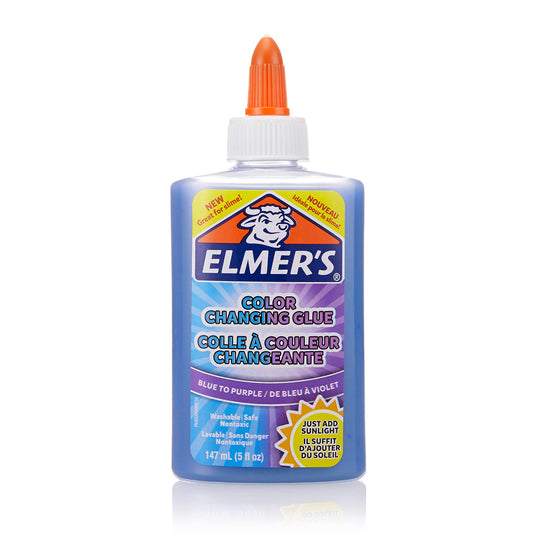 Elmer's Color Changing Liquid Glue, Great for Making Slime, Washable, Blue to Purple, 5 Ounces
