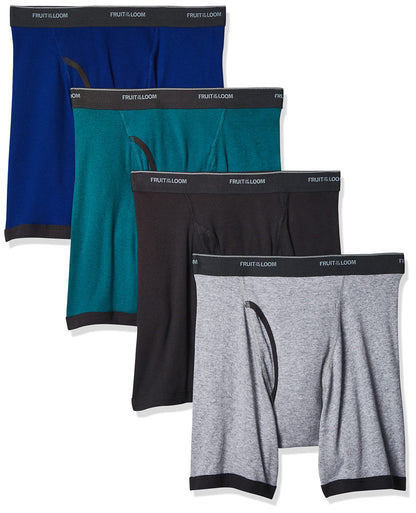 Fruit of the Loom Men's Low Rise Ringer Boxer Brief, Assorted, X-Large(Pack of 4)