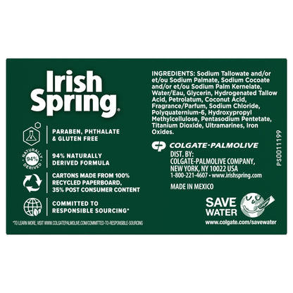 Irish Spring Moisture Blast Deodorant Bar Soap for Men, 12 Hour Fresh Deodorant Soap, 3.7 oz Bar (12 Pack)