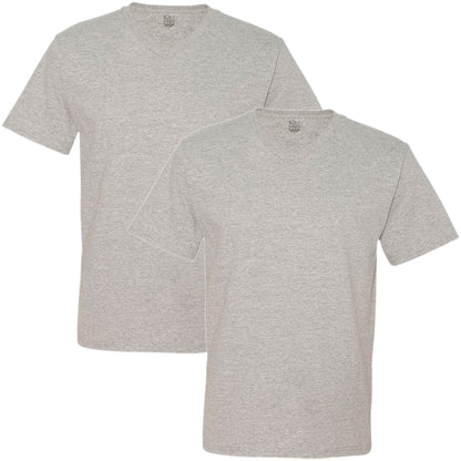 Fruit of the Loom Men's Lightweight Cotton Tees (Short & Long Sleeve), V-Neck-2 Pack-White, XX-Large