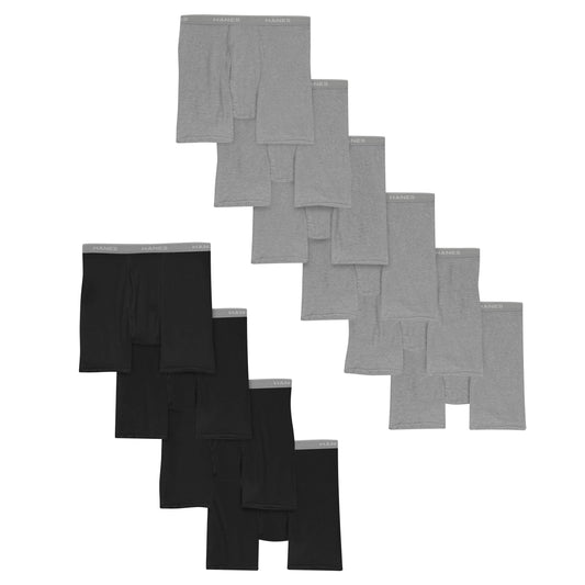 Hanes Men's Boxer Briefs, 10 Pack - Black/Gray Assorted, XX-Large