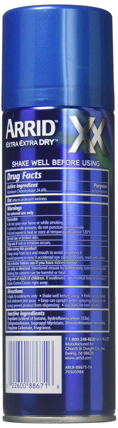 Arrid Xx U/Clr-U/Frsh Size 6z Arrid Extra Extra Dry Ultra Clear Ultra Fresh Aerosol Deodorant