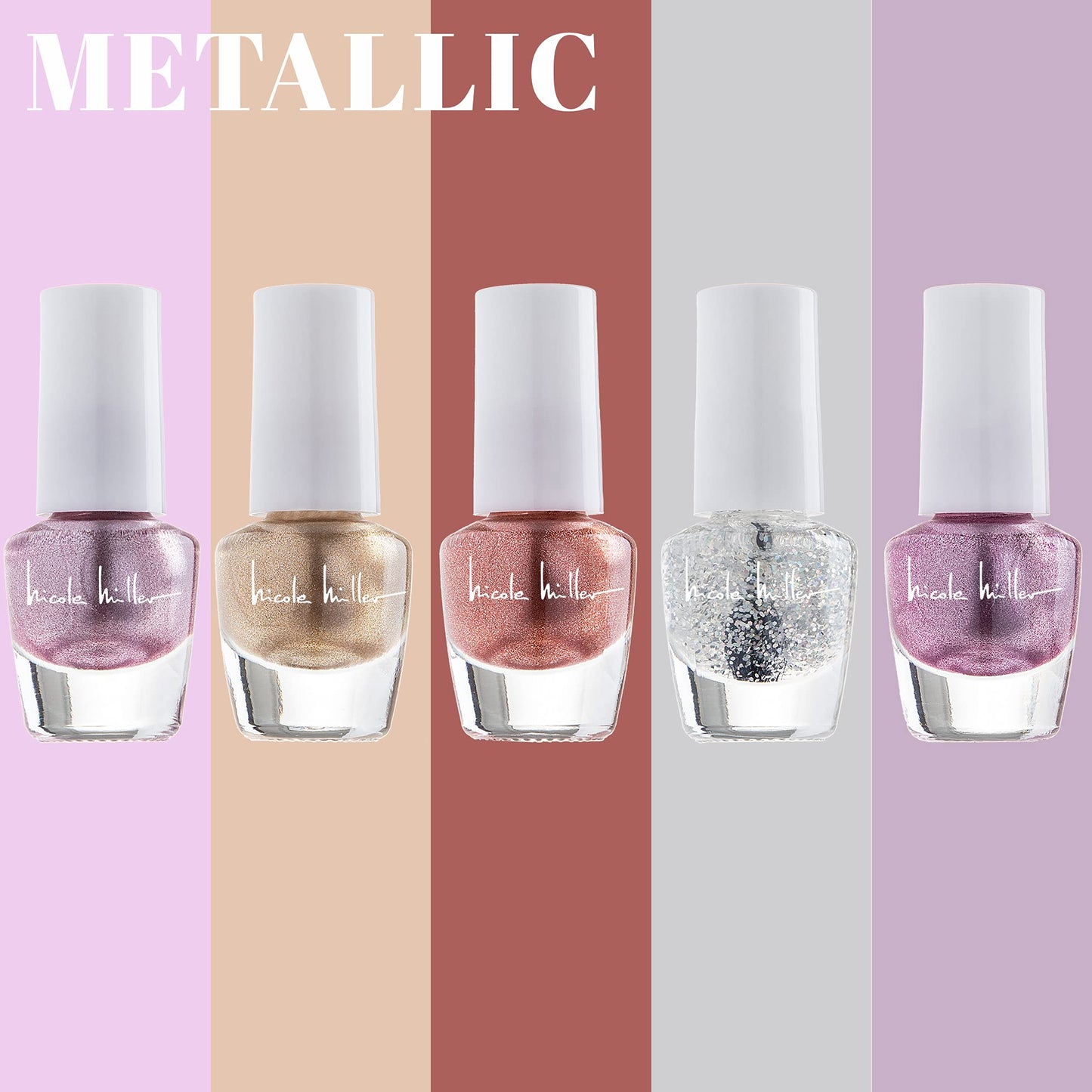 Nicole Miller Mini Nail Polish Set - Glossy, Vibrant Colors for Fingernails & Toenails, Trendy Collection