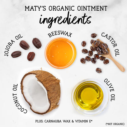 Maty's Organic Multipurpose Baby Ointment - Petroleum-Free Diaper Cream with Coconut & Jojoba Oils - 10 oz