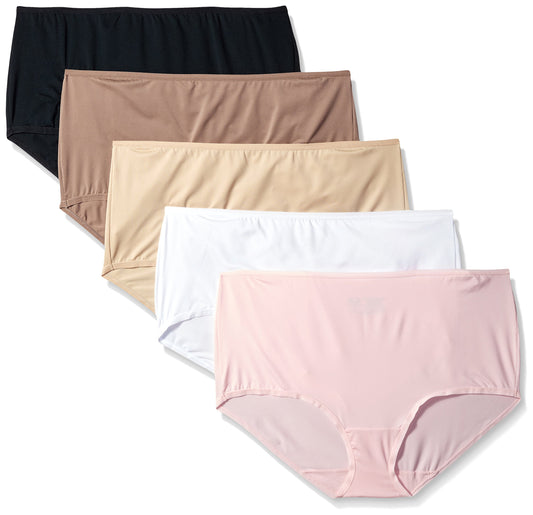 Fruit Of The Loom Women's 5 Pack Microfiber Brief Panties, Assorted, 9