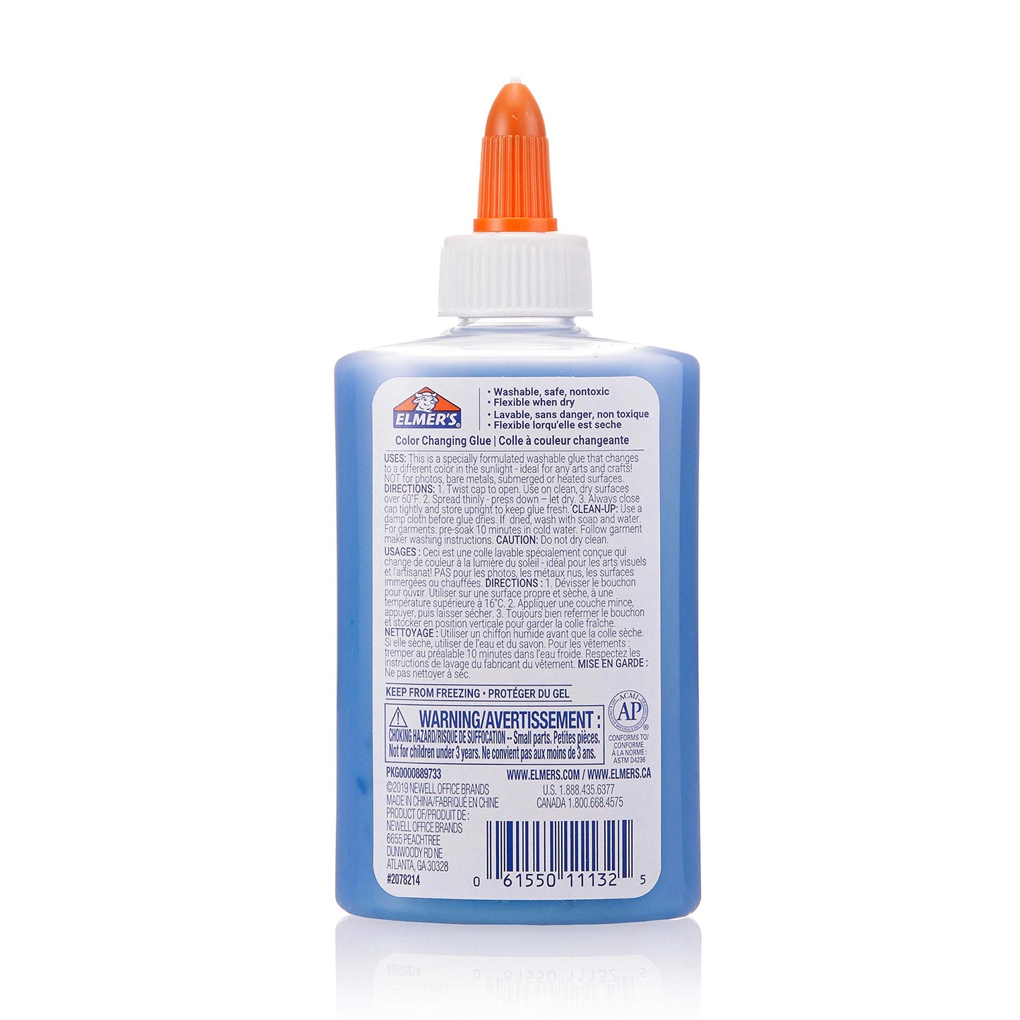 Elmer's Color Changing Liquid Glue, Great for Making Slime, Washable, Blue to Purple, 5 Ounces