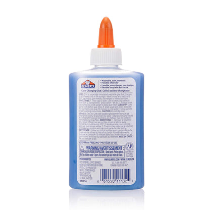 Elmer's Color Changing Liquid Glue, Great for Making Slime, Washable, Blue to Purple, 5 Ounces