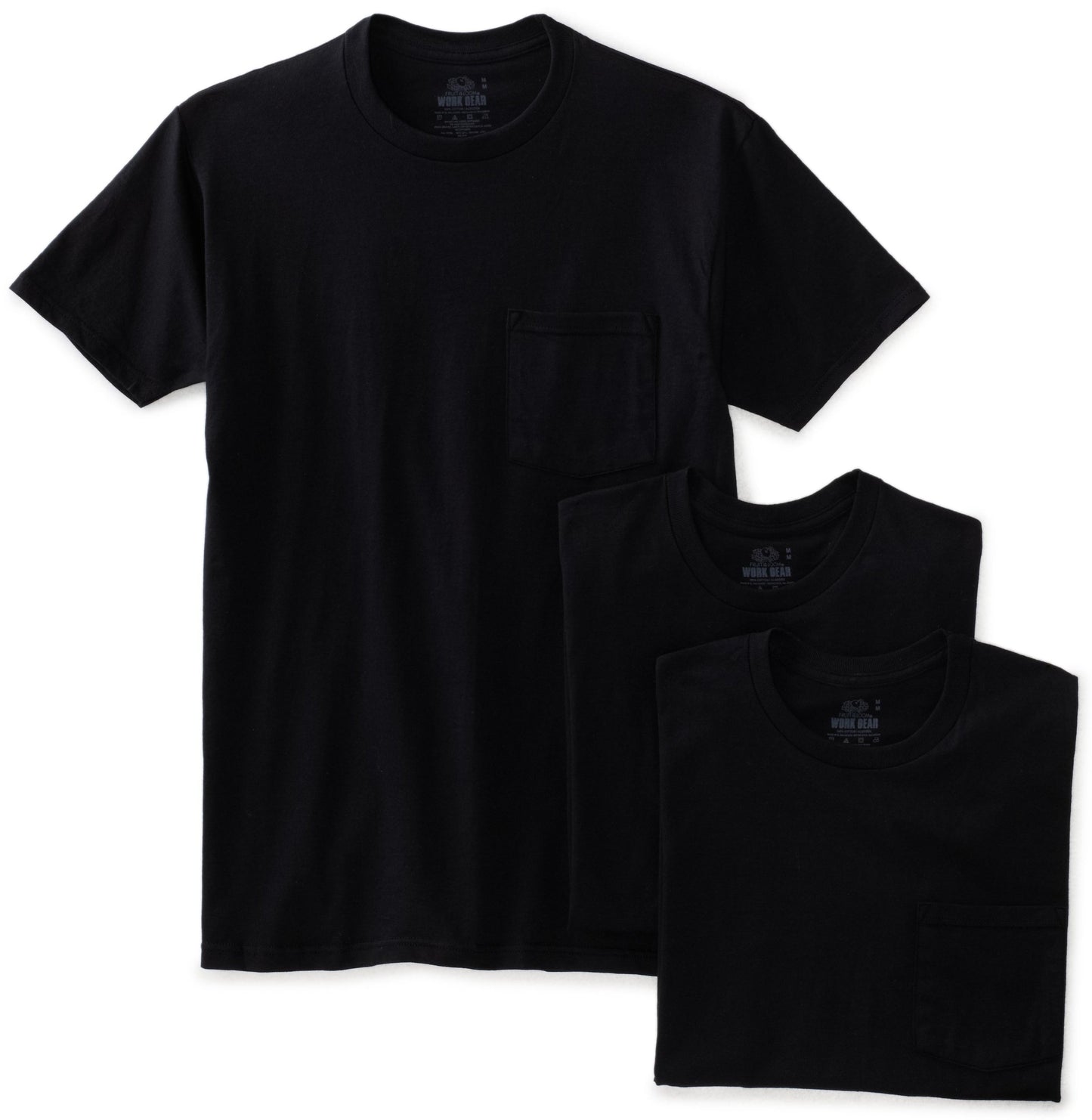 Fruit of the Loom Men's 3 Pack Work Gear Pocket Tee Large Green