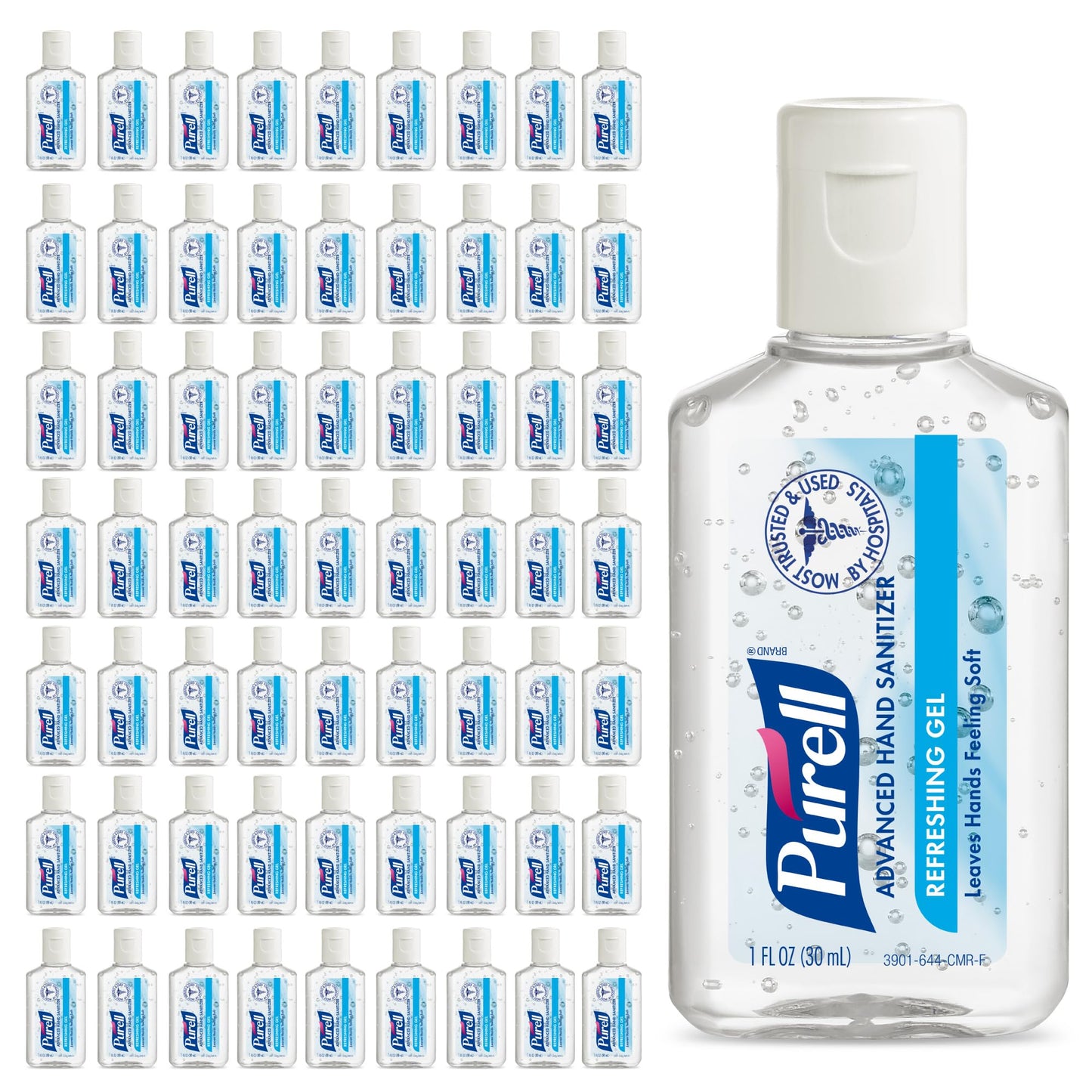 PURELL Advanced Hand Sanitizer Refreshing Gel, Clean Scent, 2 fl oz Travel Size Flip-Cap Bottle (Pack of 24) - 9605-24