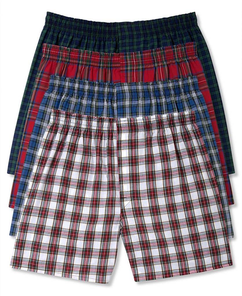 Hanes Mens Cotton 4PK Boxers Blue S