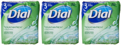 Dial Antibacterial Deodorant Soap, Mountain Fresh, 4 Ounce, 9 Bars