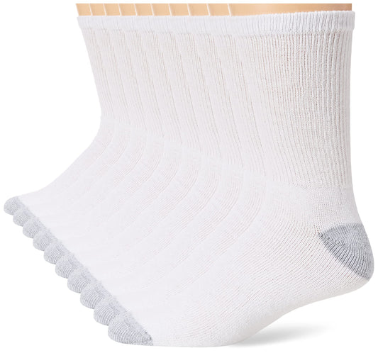 Hanes Men's Freshiq Crew Socks Pack (12-Pack Plus 1 Free Bonus Pair), White, 10-13 (Shoe: 6-12)
