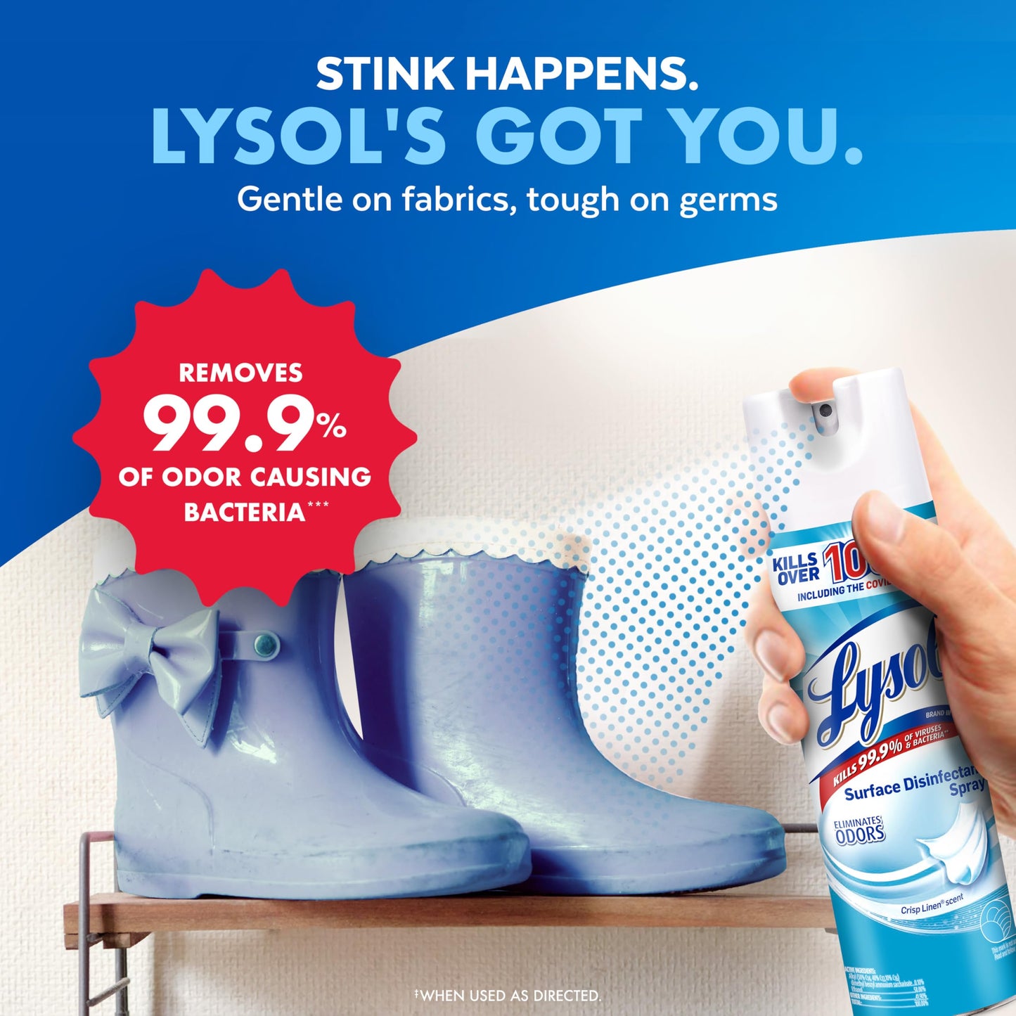 Lysol Disinfectant Spray, Household Essential Cleaning Supplies, Multi-Purpose Room Spray, Antibacterial and Sanitizer Spray, Upholstery Deodorizer, Home and Bathroom,Crisp Linen,12.5 fl oz(pack of 1)