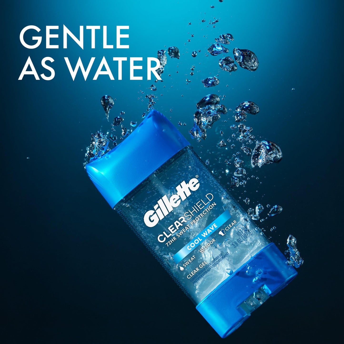 Gillette Antiperspirant and Deodorant for Men, 72hr Sweat & Odor Protection, Long Lasting Freshness, Anti-White Mark Technology, Clear Gel, Cool Wave Scent, 3.8 oz (Pack of 2)