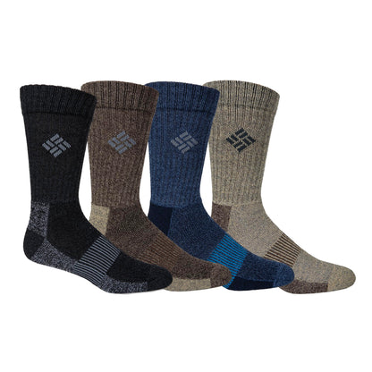 Columbia Men's 4 Pack Moisture Control Crew Socks | Brown/Khaki | Mens 6-12