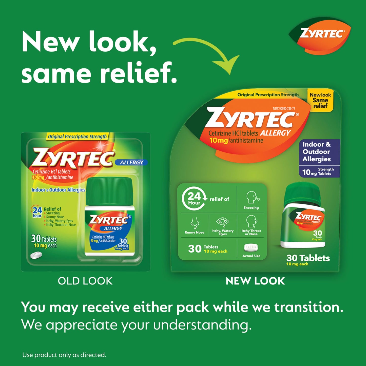 Zyrtec Allergy Tablets, 30 tabs 10 mg(Pack of 4)