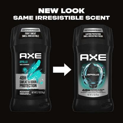 AXE Antiperspirant Deodorant Stick Apollo 48 Hour Sweat and Odor Protection for Long Lasting Freshness, Sage & Cedarwood Men's Deodorant 2.7 oz