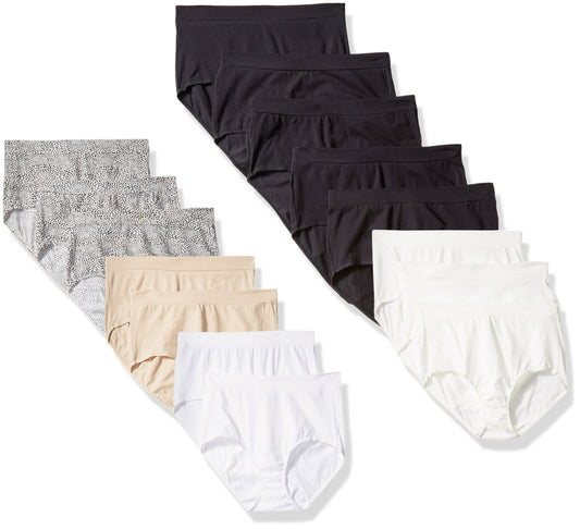 Fruit Of The Loom Women's Plus-Size Fit For Me 15 Pack Comfort Brief Panties, Assorted, 9