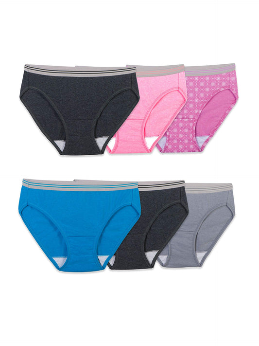 Fruit of the Loom womens Tag Free Cotton Panties bikini underwear, 6 Pack - Assorted Heathers, 9 US