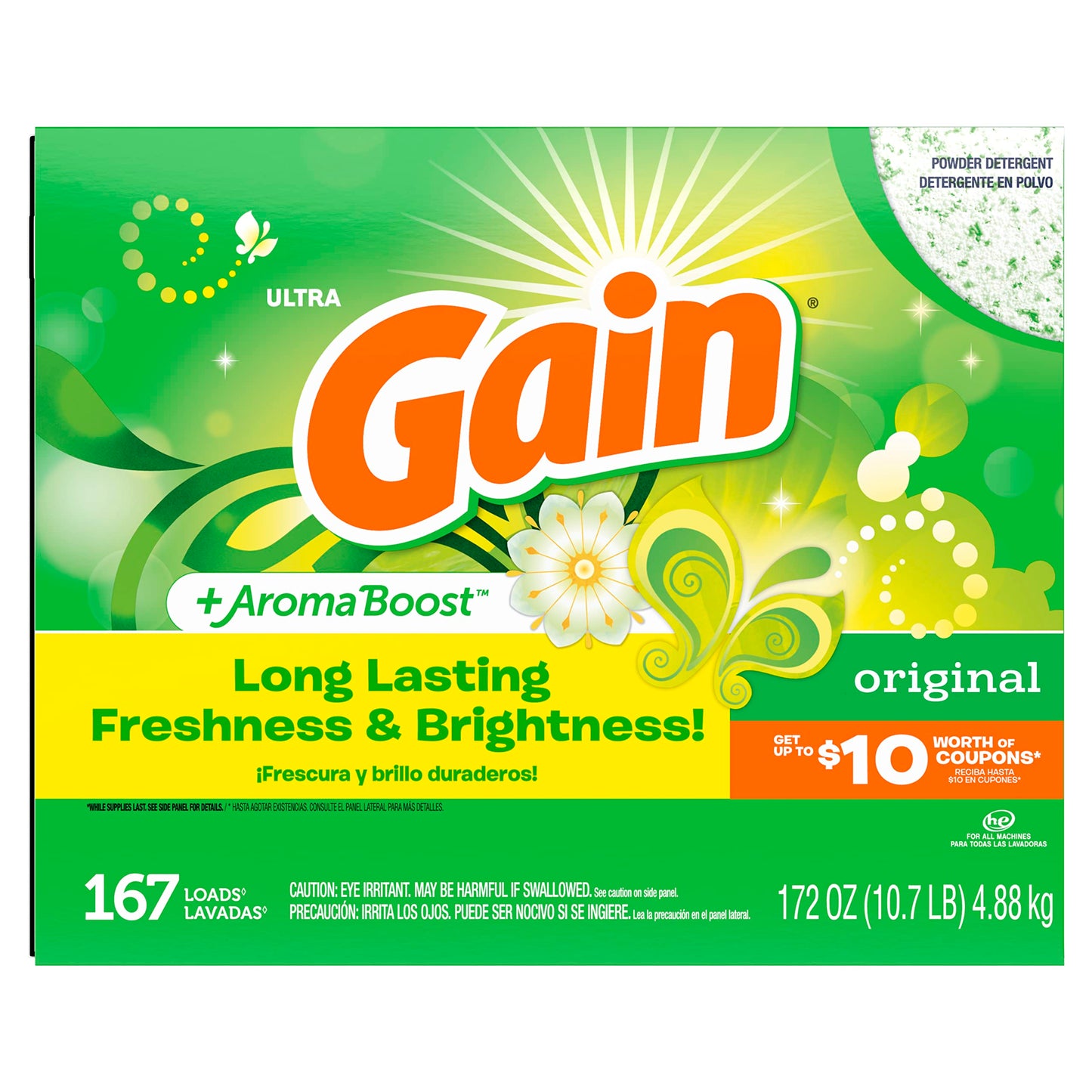 Gain Powder Laundry Detergent, Original Scent, 172 Oz (Packaging May Vary)
