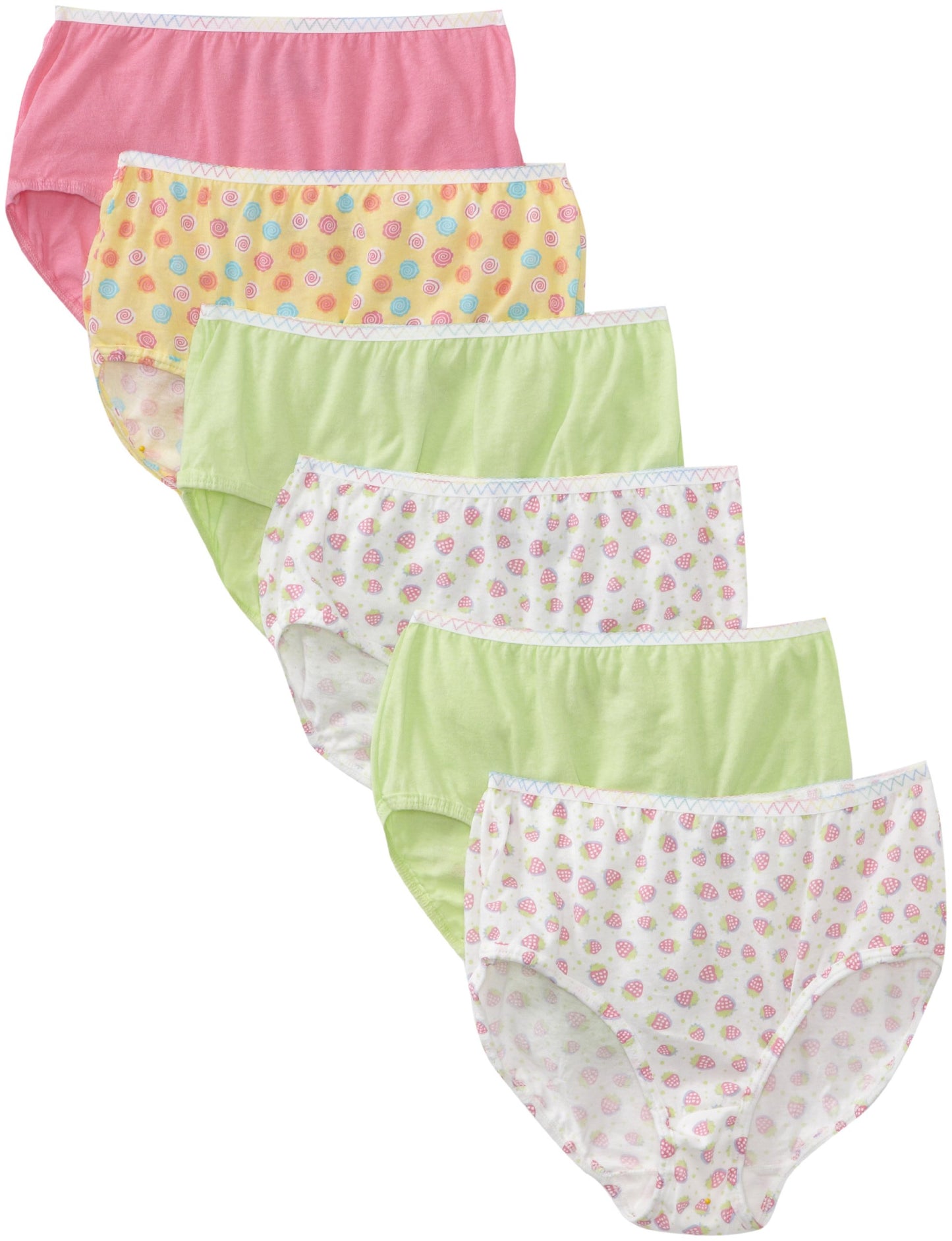 Fruit of the Loom Little Girls' Girls' Wardrobe Cotton Brief ,Multi,4(Pack of 6)