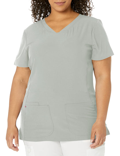 HeartSoul Women's Pitter-Pat V-Neck Scrubs Shirt, Khaki, XX-Small