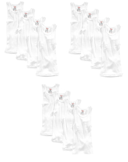 Hanes Men's 12 Pack A-Shirts Classic Tagless Tanks - White - Small