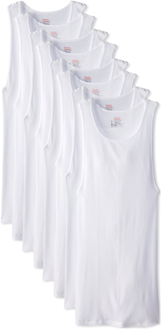 Hanes Men's 8-Pack Comfort Soft A-Shirt Tank, White, XX-Large