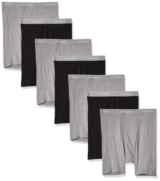 Hanes byHanes Mens Boxer Brief with Comfort Flex Waistband (2349B7) (Black/Grey - 7 Pack, XXX-Large)