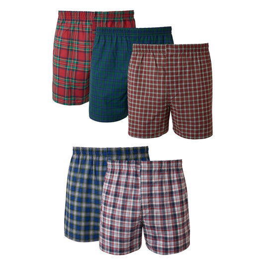 Hanes Men's TAGLESS® Tartan Boxers with Comfort Flex® Waistband 5-Pack