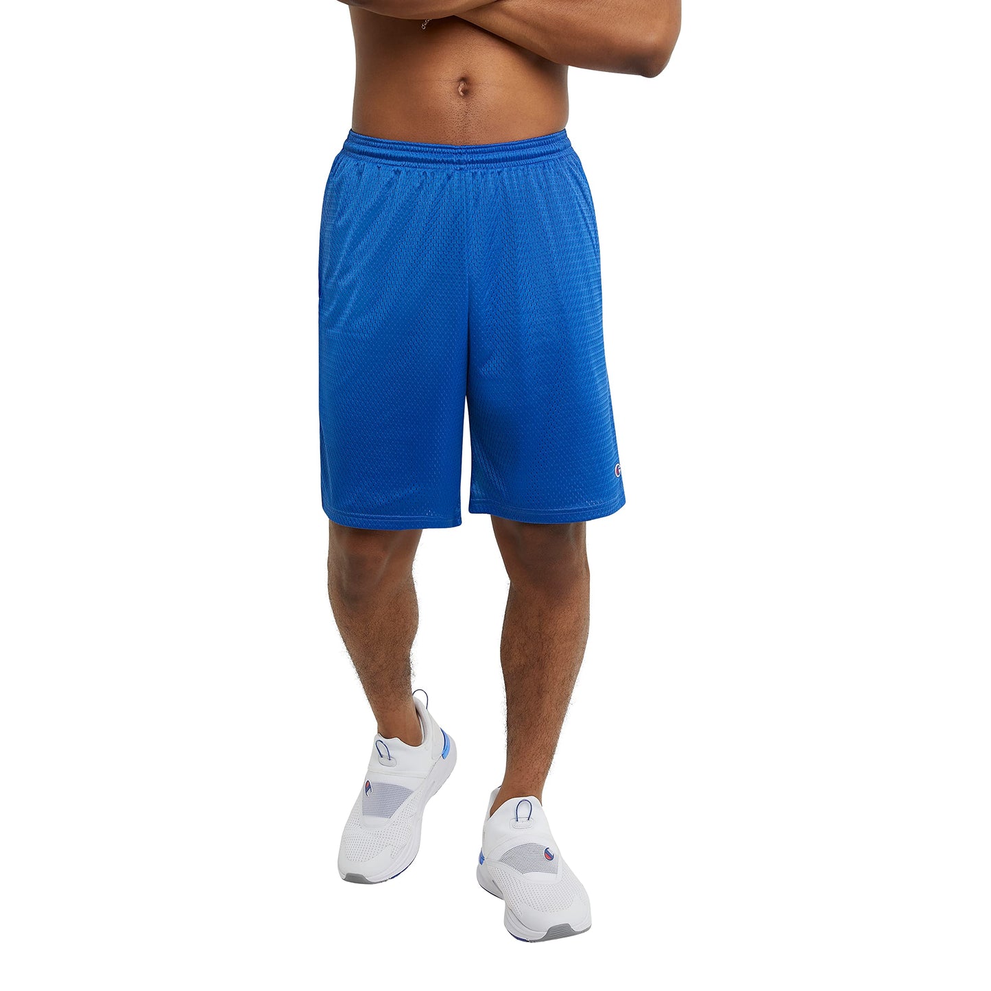 Champion Mesh Gym, Lightweight Athletic Shorts for Men (Reg. or Big, Black C Patch Logo, Large Tall