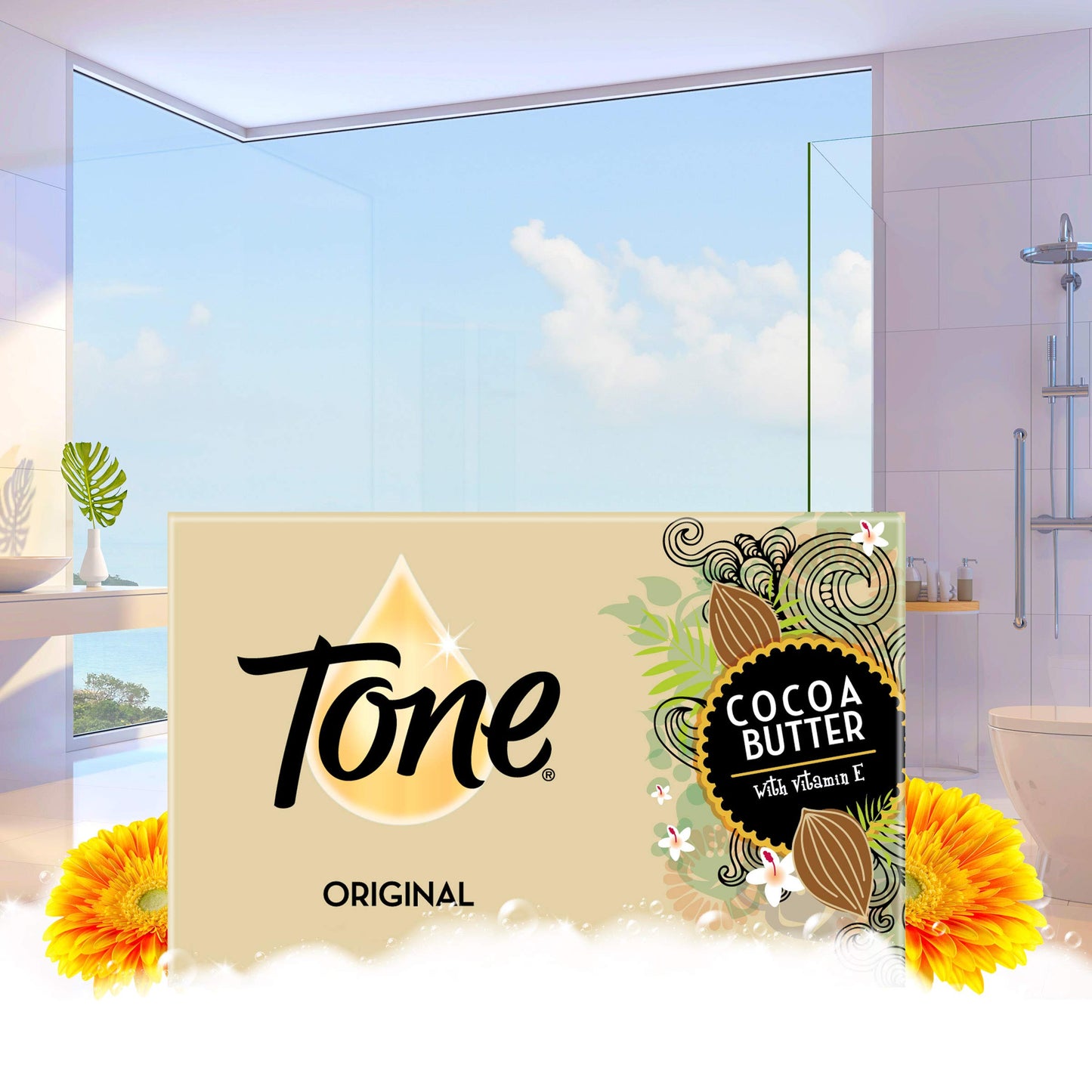 Tone Bath Bars with Cocoa Butter, Original Scent, 6 Count (Pack of 1)