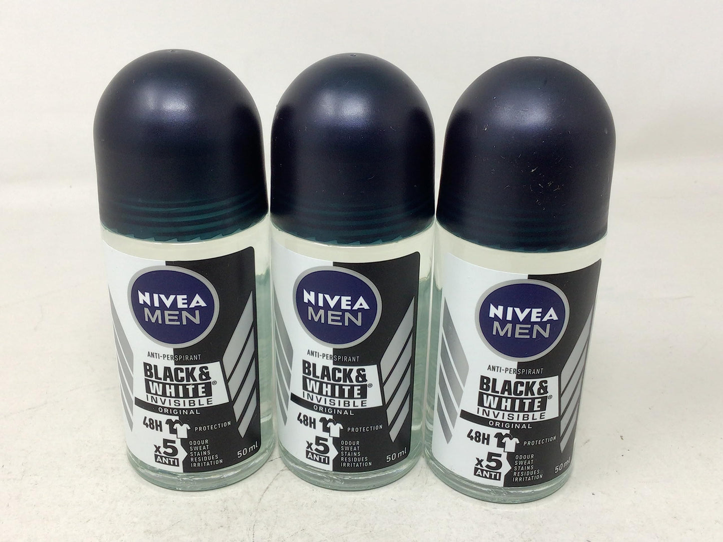 Nivea for Men Deodorant Roll On 1.69 Oz (Invisible B&W Power) Pack of 3
